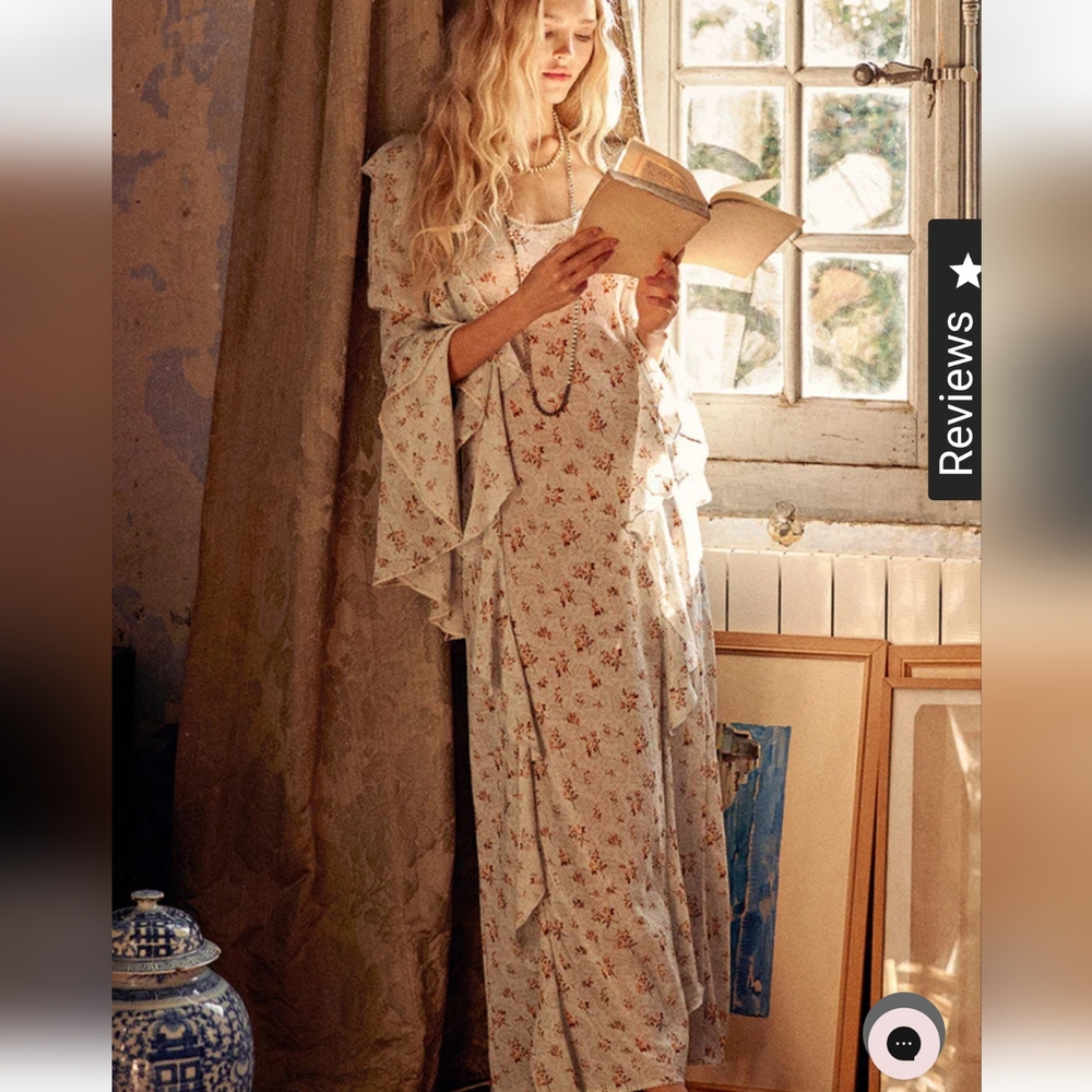 **Updated Pics!**Spell Frill Bias Maxi Dress - Teapot Blue
